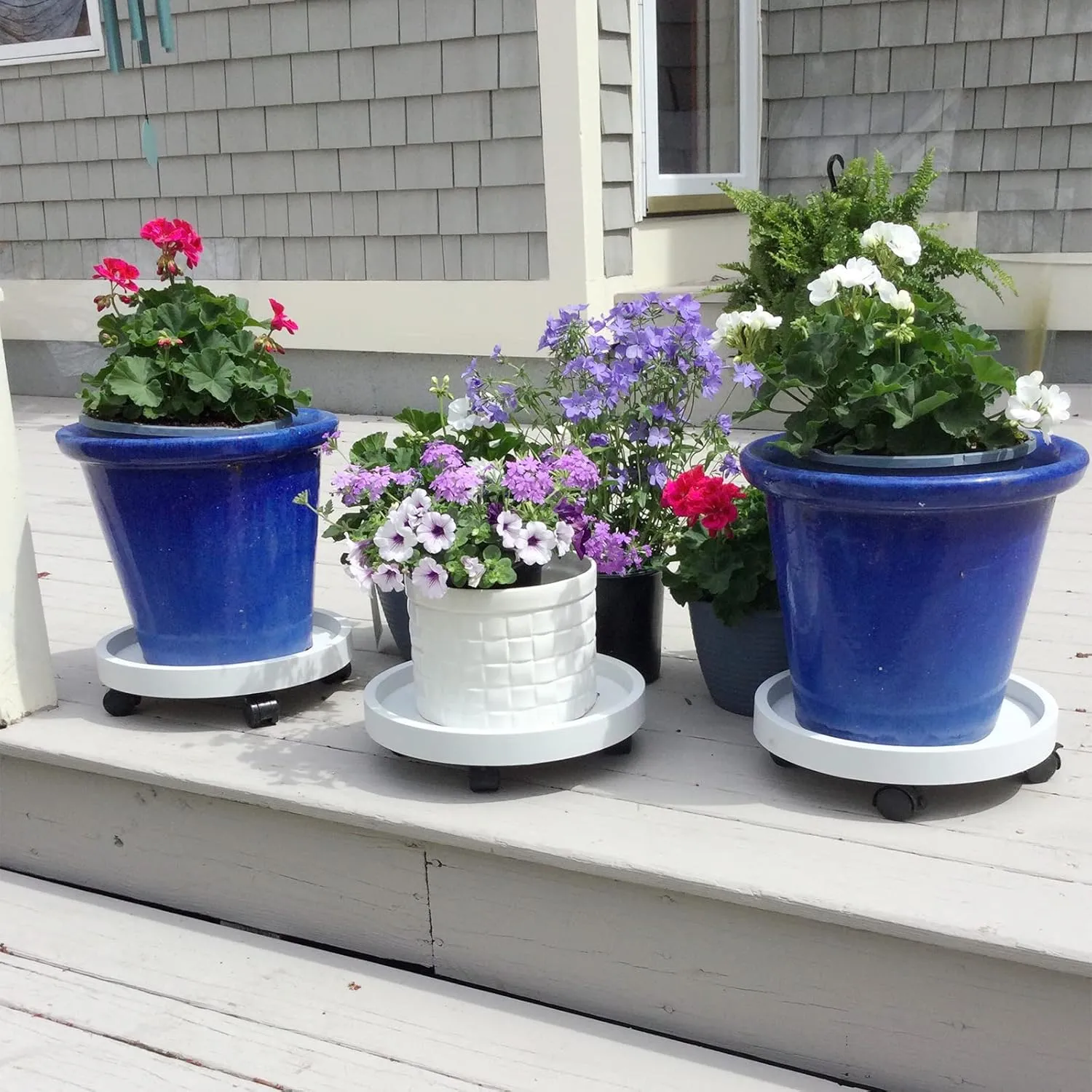 3 Pack Plant Caddy with Wheels Rolling Plant Stand with Wheels 13 Inch Plant Dolly Heavy Duty Large Potted Plant Mover with Casters for Indoor and Outdoor, White