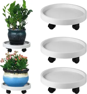 3 Pack Plant Caddy with Wheels Rolling Plant Stand with Wheels 13 Inch Plant Dolly Heavy Duty Large Potted Plant Mover with Casters for Indoor and Outdoor, White