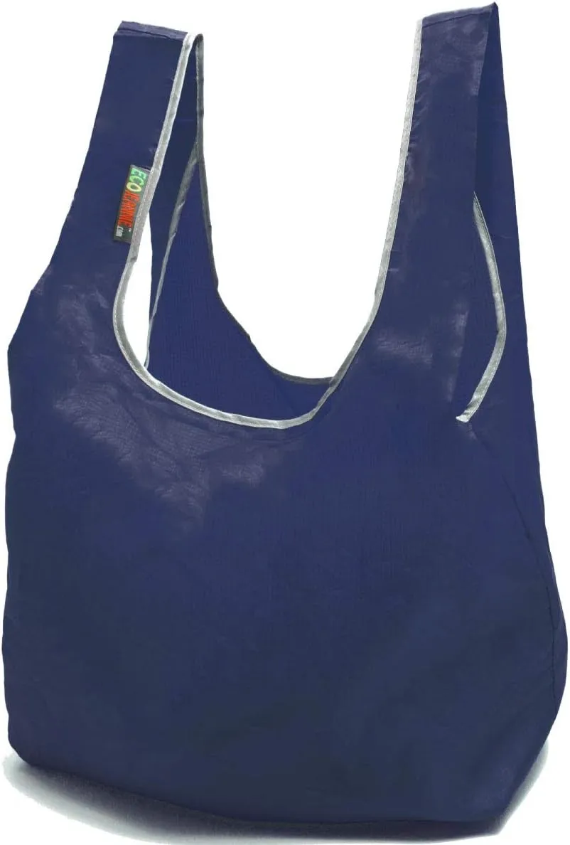 3 Pack Super Strong Ripstop Nylon Foldable Reusable Bag Grocery Shopping Tote Bag with Built-in Pouch
