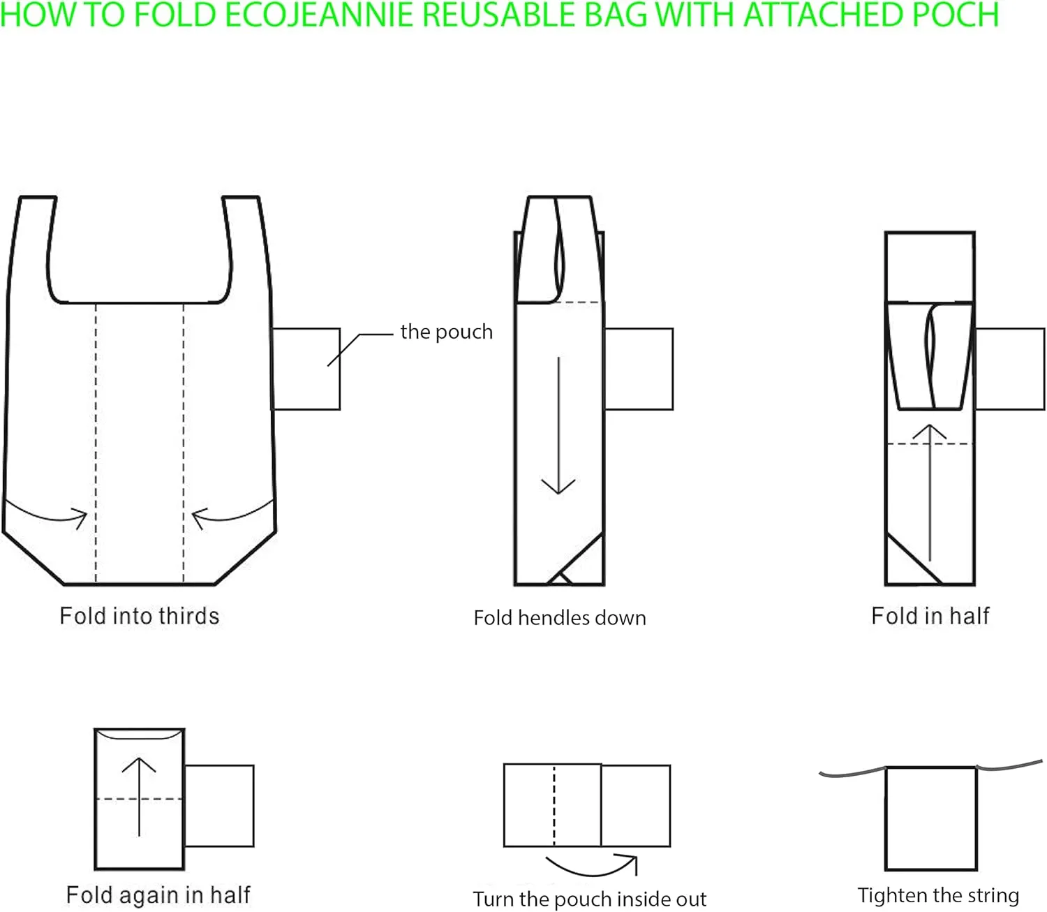 3 Pack Super Strong Ripstop Nylon Foldable Reusable Bag Grocery Shopping Tote Bag with Built-in Pouch