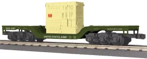 30-76932 - U.S. Army O Gauge RailKing Dep. Center Flat Car w/Transformer Load