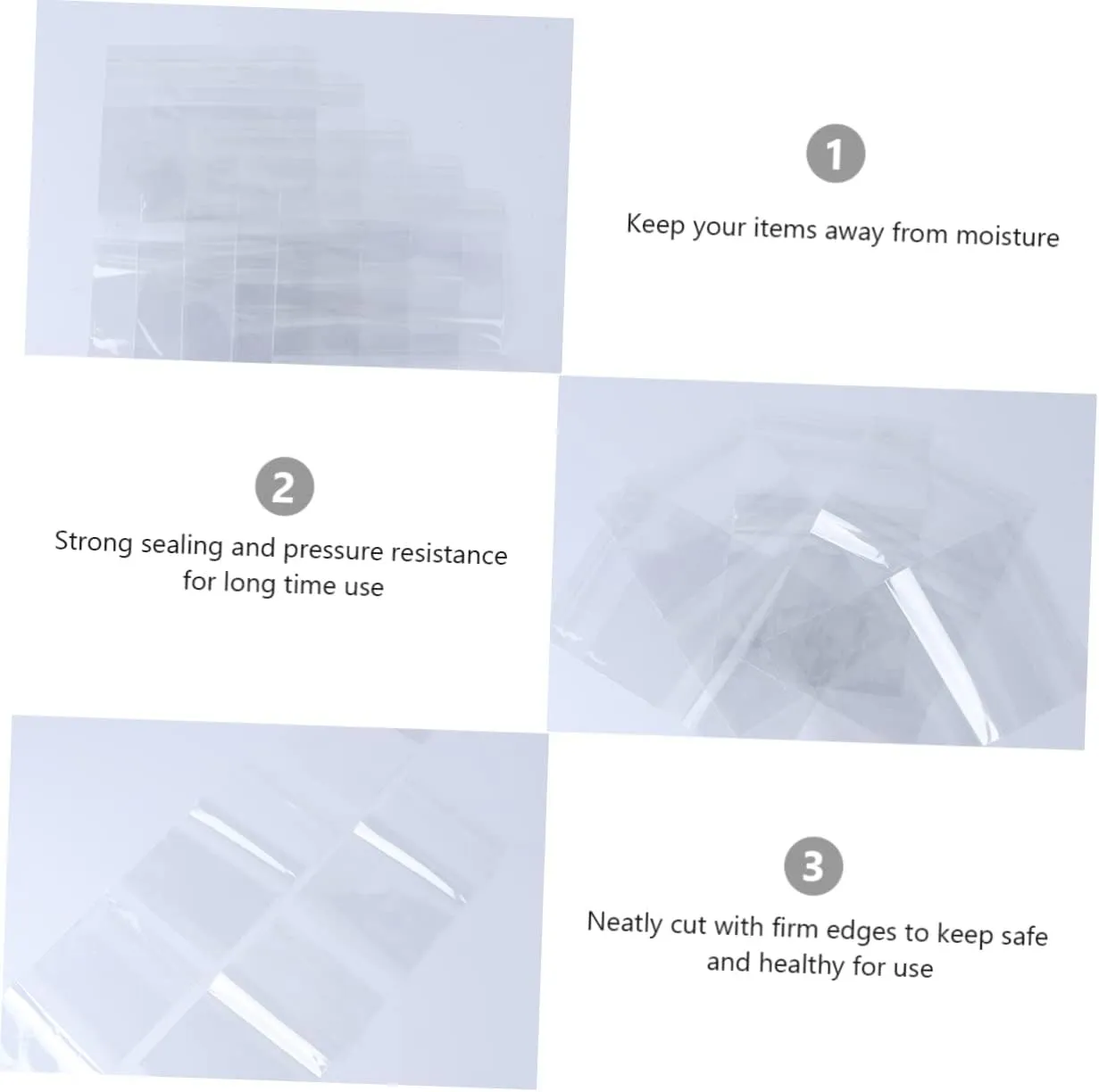 300 Pcs Self Adhesive Packaging Bags Durable Storage Containers for Home Office Travel Visual Range for Easy Identification Strong Sealing Pressure Resistance