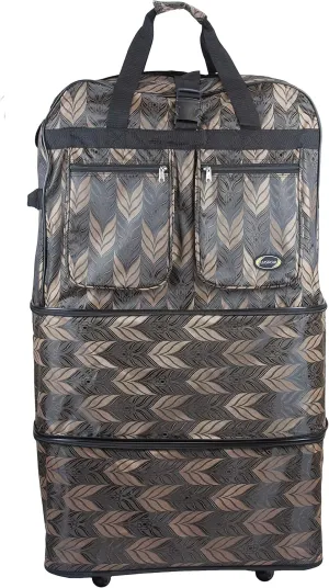30''36''40''Rolling Wheeled Duffel Bag Suitcases with Wheels Expandable Foldable Luggage Bag Rolling Travel Bag Duffel Bag for Men Women Waterproof Suitcase-Weekend Bags#Leaf,36