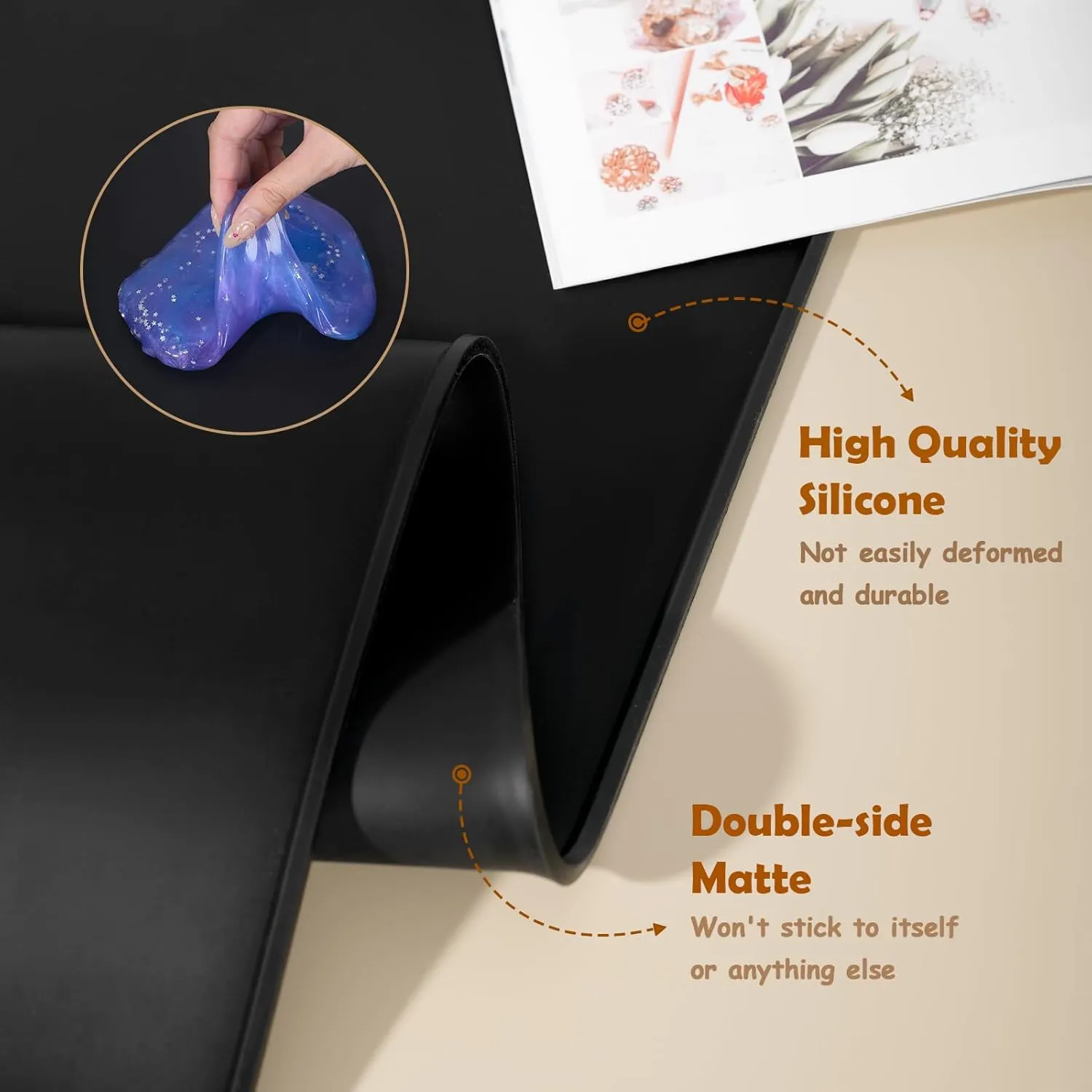 31.5 x 23.6 x 0.06 Inches Extra Thick Silicone Mat with Lip 0.22" Raised Edge for Resin, Large Silicon Matt for Kitchen Counter Heat Resistant, Silicone Craft Mat for Table Placemat by Foepoge(Black)