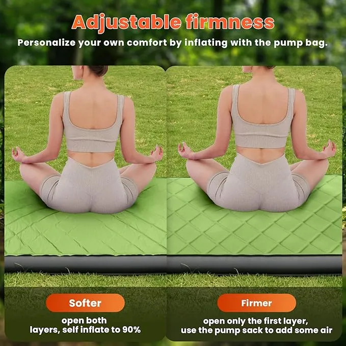 3.2" Ultra Thick Self Inflating Sleeping Pad, Fast Inflating Camping Mattress with Memory Foam, Camping Mat with Pillow & Pump Sack, 4 Season Insulated Sleeping Pad for Camping, Tent