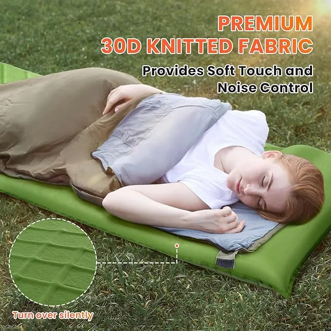 3.2" Ultra Thick Self Inflating Sleeping Pad, Fast Inflating Camping Mattress with Memory Foam, Camping Mat with Pillow & Pump Sack, 4 Season Insulated Sleeping Pad for Camping, Tent