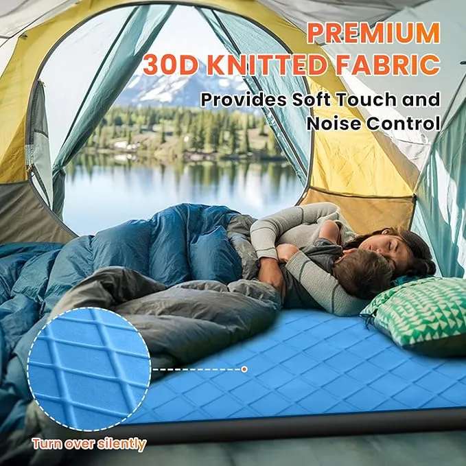 3.2" Ultra Thick Self Inflating Sleeping Pad, Fast Inflating Camping Mattress with Memory Foam, Camping Mat with Pillow & Pump Sack, 4 Season Insulated Sleeping Pad for Camping, Tent