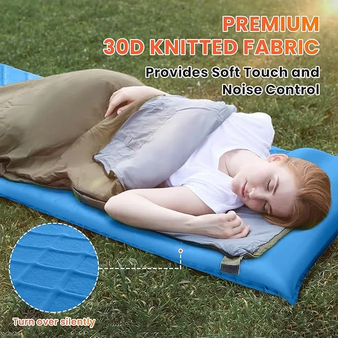 3.2" Ultra Thick Self Inflating Sleeping Pad, Fast Inflating Camping Mattress with Memory Foam, Camping Mat with Pillow & Pump Sack, 4 Season Insulated Sleeping Pad for Camping, Tent