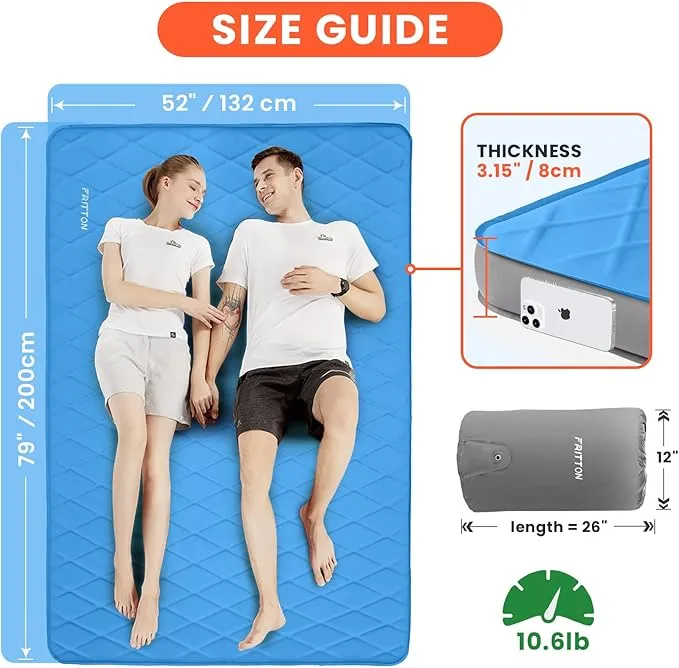 3.2" Ultra Thick Self Inflating Sleeping Pad, Fast Inflating Camping Mattress with Memory Foam, Camping Mat with Pillow & Pump Sack, 4 Season Insulated Sleeping Pad for Camping, Tent