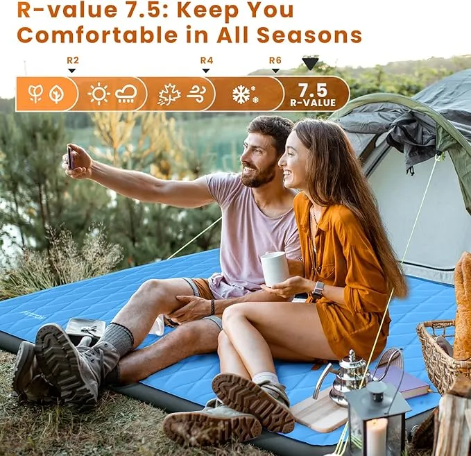 3.2" Ultra Thick Self Inflating Sleeping Pad, Fast Inflating Camping Mattress with Memory Foam, Camping Mat with Pillow & Pump Sack, 4 Season Insulated Sleeping Pad for Camping, Tent
