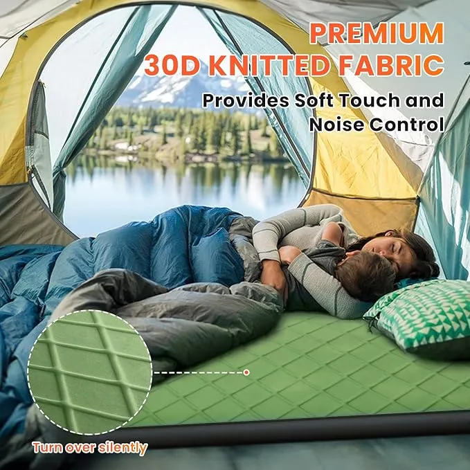 3.2" Ultra Thick Self Inflating Sleeping Pad, Fast Inflating Camping Mattress with Memory Foam, Camping Mat with Pillow & Pump Sack, 4 Season Insulated Sleeping Pad for Camping, Tent