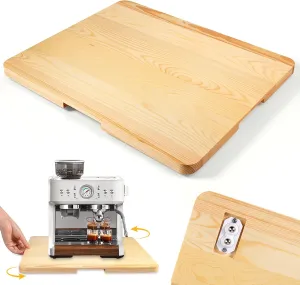 360° Appliance Sliding Tray for Coffee Maker, Bamboo Rolling Tray with Universal Wheels, Heavy Duty Countertop Slider Mat for Kitchen Appliances, 13” x 16”