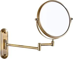 3x/5x7x/10x Magnifying Wall Mounted Makeup Mirror, 360° Swivel Bathroom Shaving Mirror, 8 Inch Double Sided Vanity Magnifying Mirror, Extendable Arms, for Bathroom (Color : Black, Size : 3X) (Gold 10