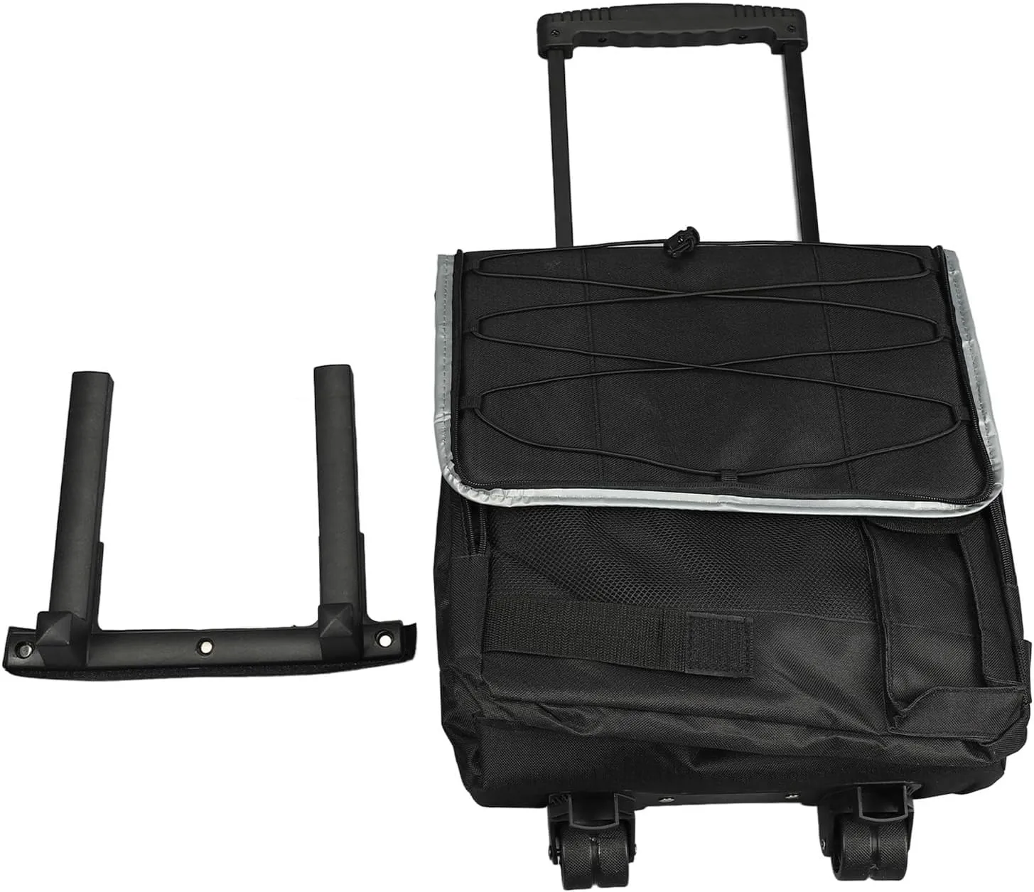 43L Rolling Cooler Bag, Professional Waterproof Oxford Cloth, Leakproof Insulated Food Storage Bag, Ideal for Camping, Outdoor Picnic, Traveling, with Trolley Case Design, Black