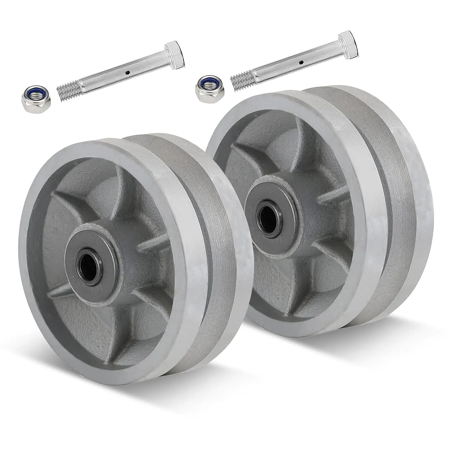 4""x 2"" V-Groove wheel - cast Iron wheel,Capacity up to 1600 Lb. Use for Slide Gate,Rolling Door with V-Track（2 Silver wheel）, Inches