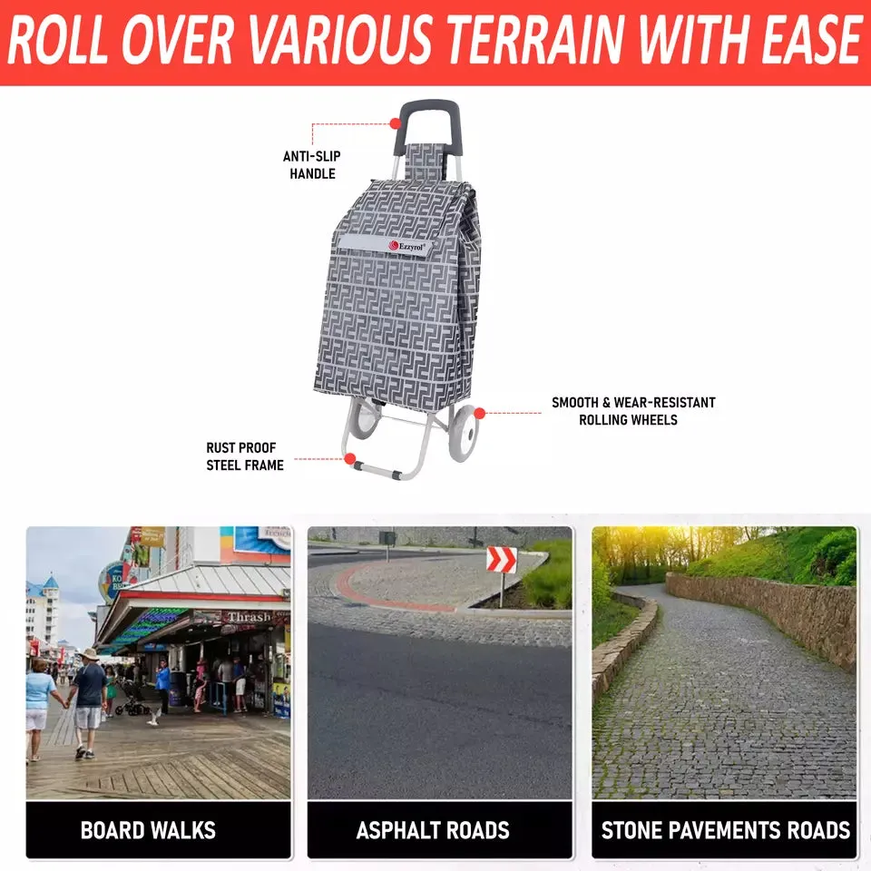 50L Foldable Shopping Trolley with Free Extra Wheel