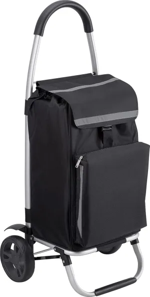 54 Litre Shopping Trolley with Cooling Compartment, Black, Aluminum Frame & Wheels, 2 Swivel Casters, 54 kg Capacity, Foldable, Rainproof Bag Hanging, Model 6816800
