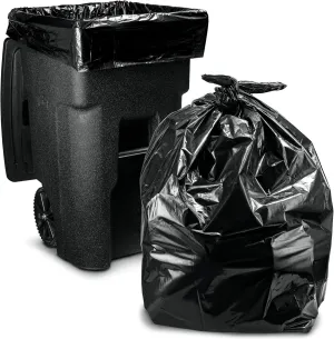 55-60 Gallon Polyethylene Bags, Black (1.5mils Thick) 38" W x 58" L (100 Count) Bags for Commerical, Janitorial, Lawn, Leaf, and Contractors