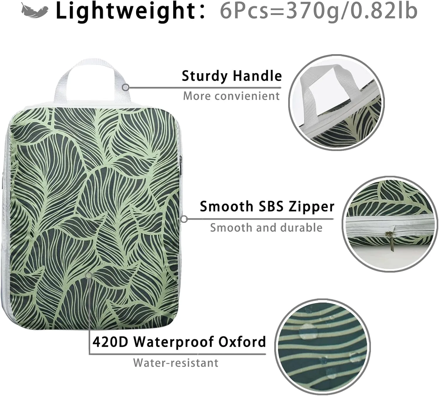 6 Pcs Compression Packing Cubes for Travel Suitcases, Waterproof Luggage Organizer Bags Set, Washable Packaging Cubes for Women Backpack Travel Perfect for Carry-Ons and Storage