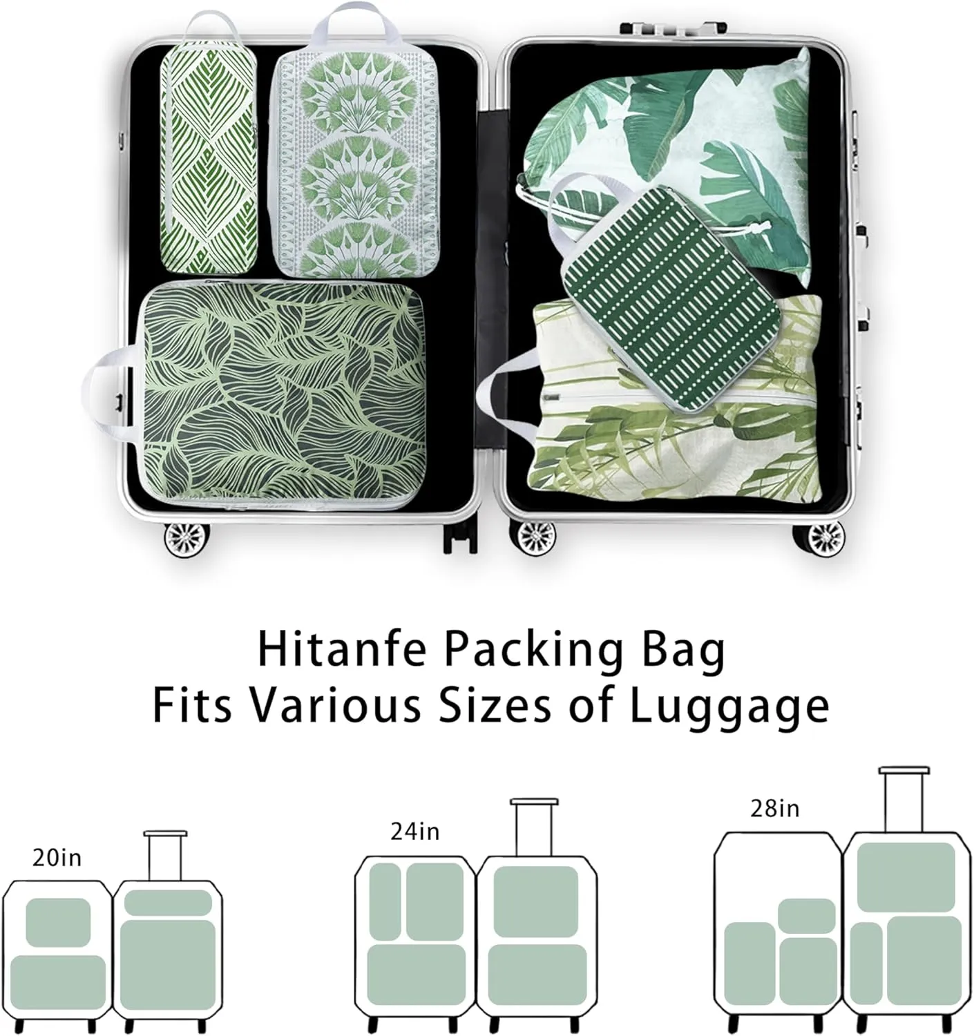 6 Pcs Compression Packing Cubes for Travel Suitcases, Waterproof Luggage Organizer Bags Set, Washable Packaging Cubes for Women Backpack Travel Perfect for Carry-Ons and Storage