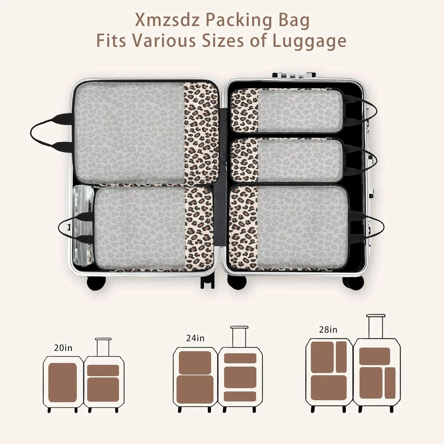 7 Pcs Compression Packing Cubes for Travel Luggage, Lightweight Suitcase Organizer Bags Set, Compression Packaging Cube for Travel Essentials, Packing Cubes for Carry on Suitcase