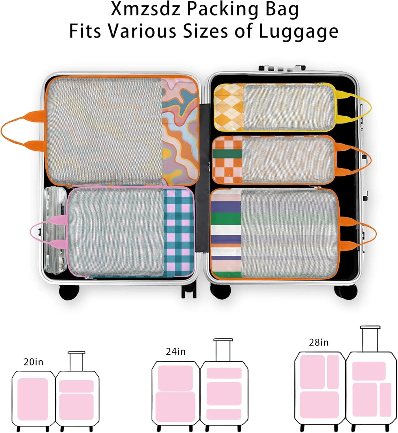 7 Pcs Compression Packing Cubes for Travel Luggage, Lightweight Suitcase Organizer Bags Set, Compression Packaging Cube for Travel Essentials, Packing Cubes for Carry on Suitcase
