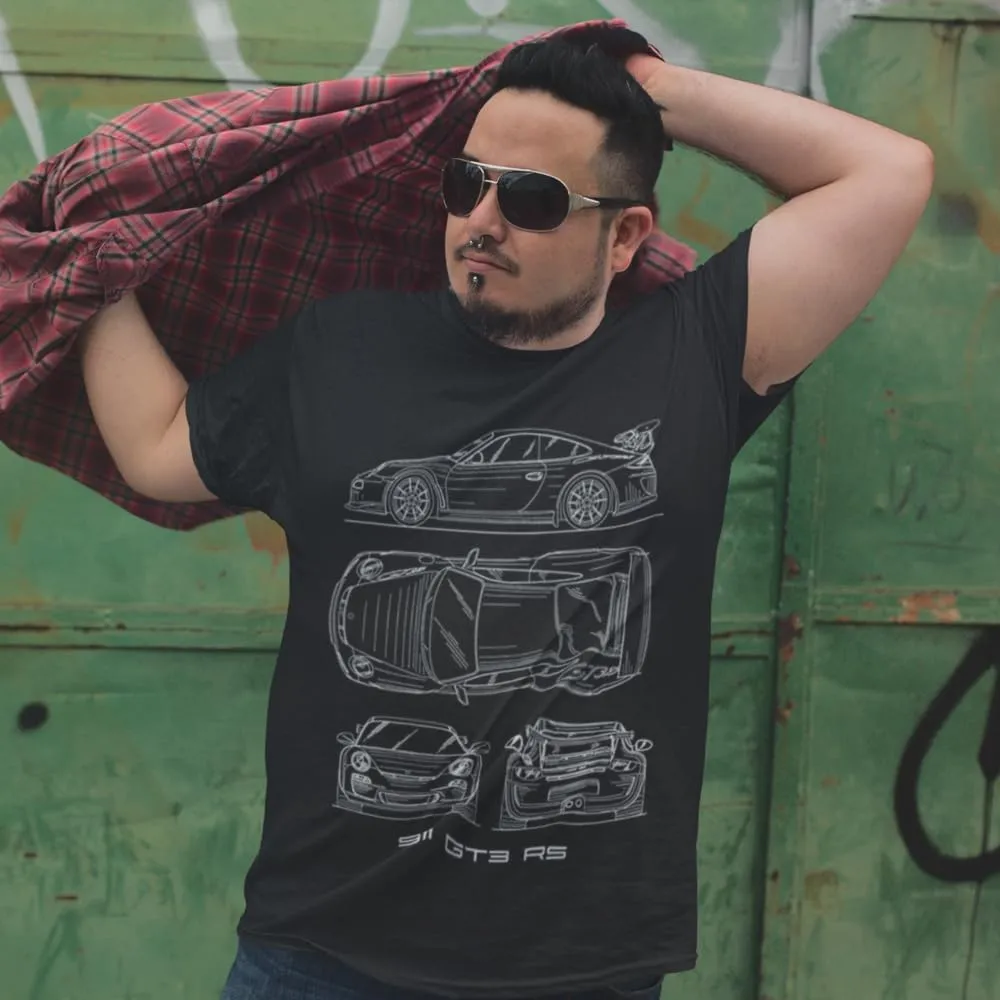 911 Mens T-Shirt GT3 RS Racing Sports Car Luxury Tee Shirt Vintage Design Fast
