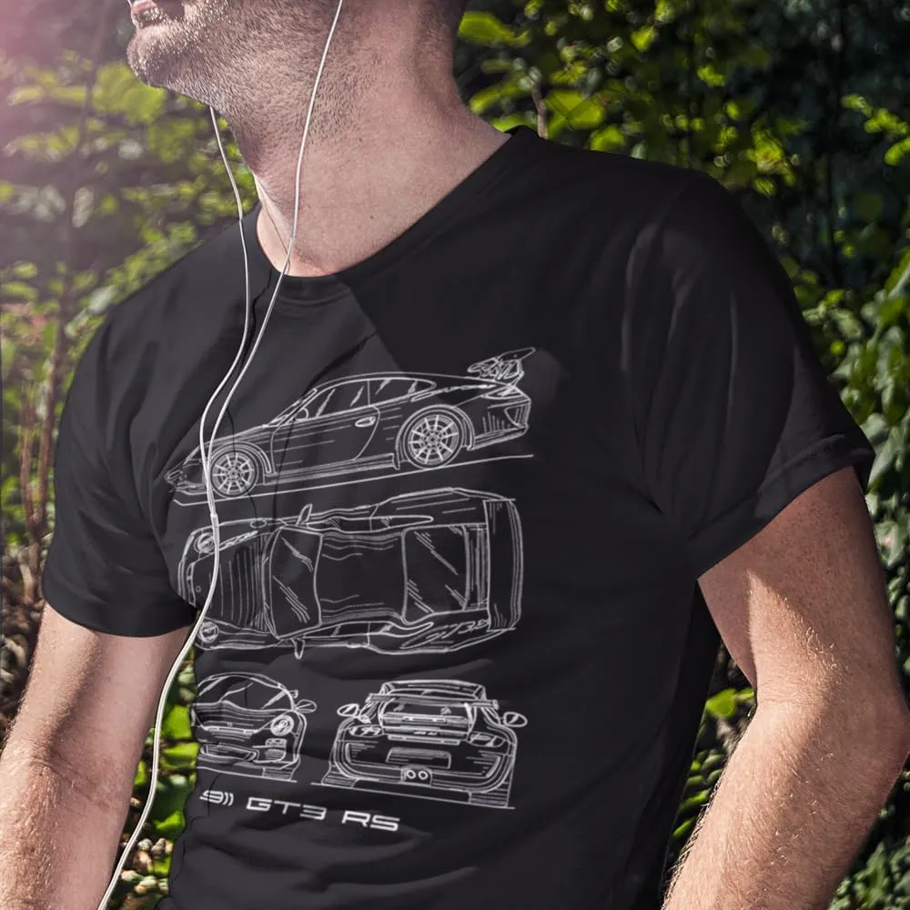 911 Mens T-Shirt GT3 RS Racing Sports Car Luxury Tee Shirt Vintage Design Fast