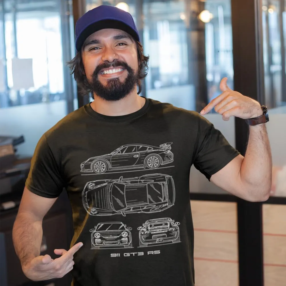 911 Mens T-Shirt GT3 RS Racing Sports Car Luxury Tee Shirt Vintage Design Fast