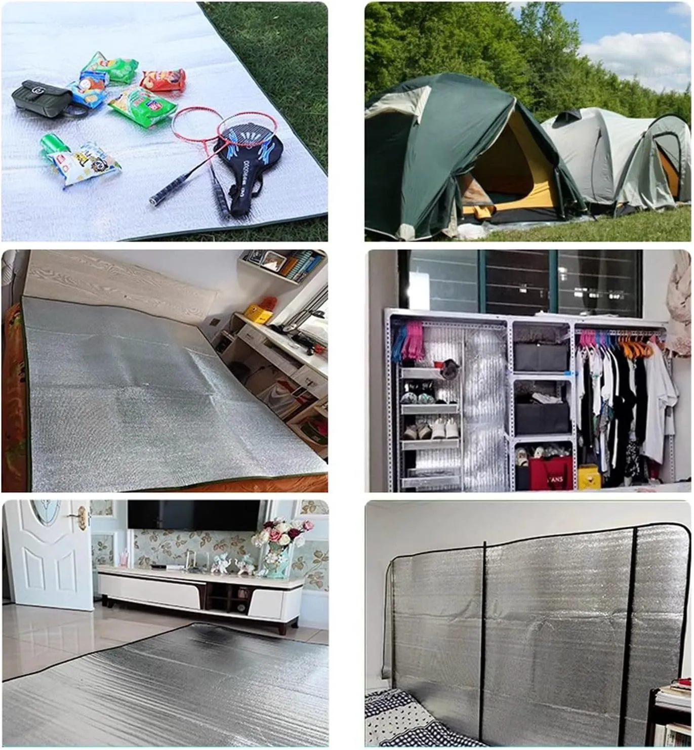 9mm Camping Mat Foam Foil Blanket for Camping Foam Pad Insulating Foil Mat Waterproof Double-Sided Moisture-Proof Foldable Sleeping Tent Pad Thermal Aluminum Camping mat for Reflecting Heat