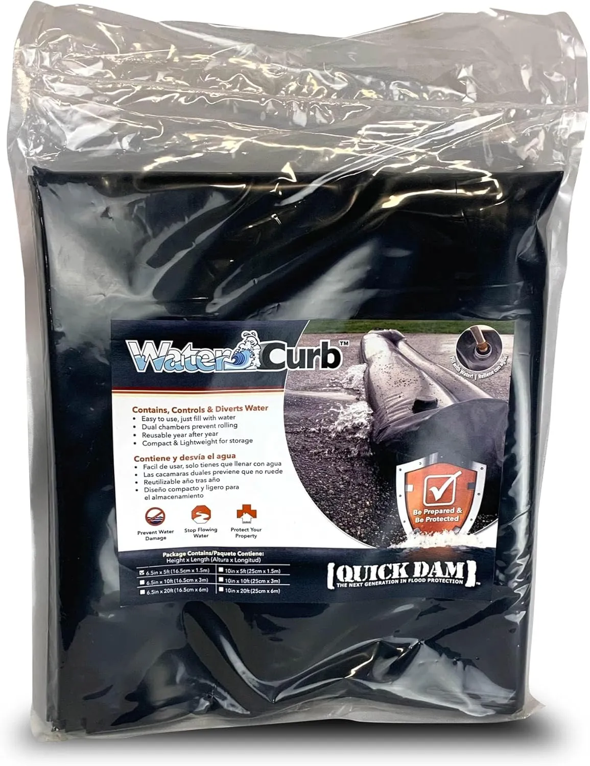 Absorbent Specialty Products QDWC65 Quick Dam Water Control Barrier, 6.5 In. X 5 Ft., 1 Per Bag