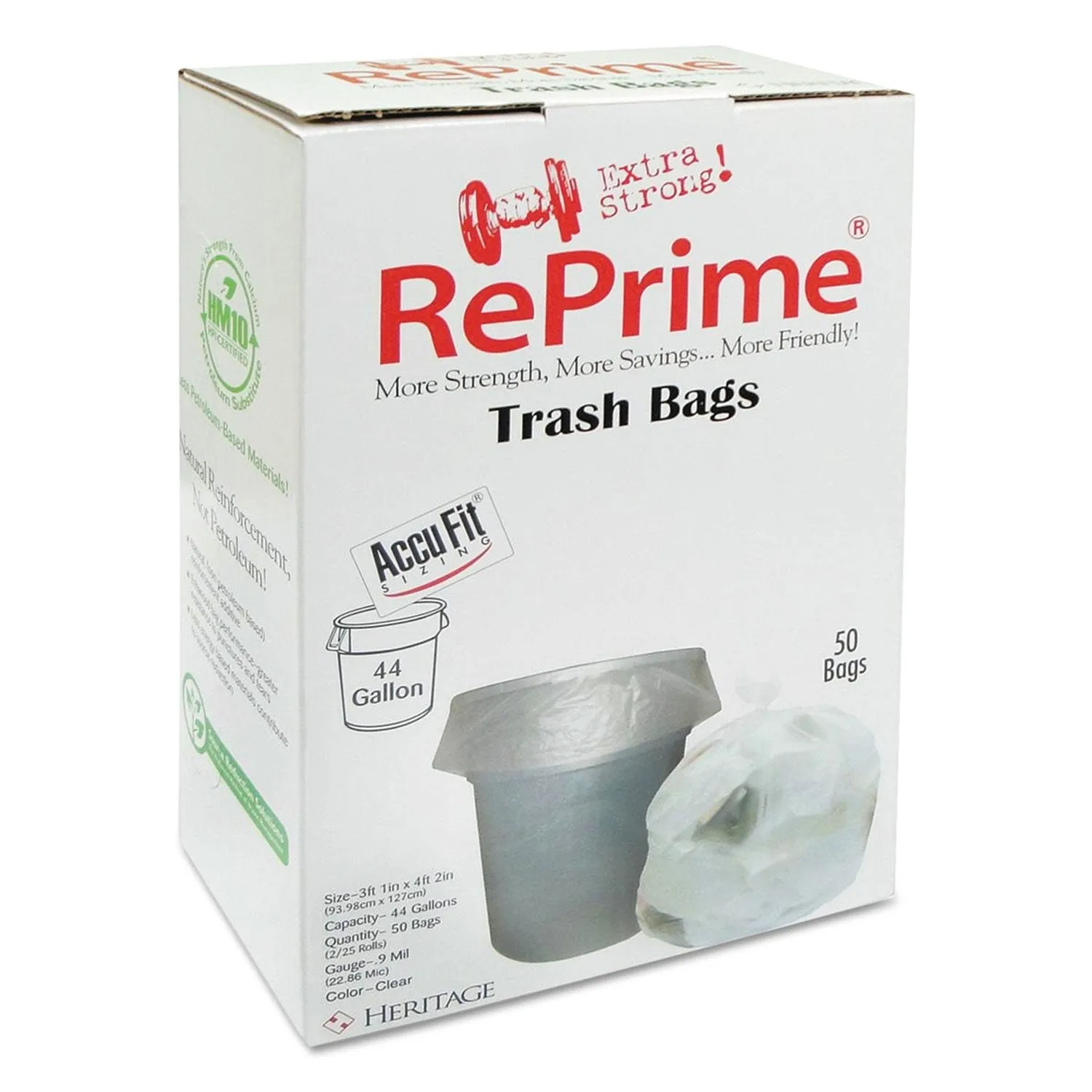AccuFit® Linear Low Density Can Liners with AccuFit Sizing, 44 gal, 0.9 mil, 37" x 50", Clear, 50 Bags/Box, 4 Boxes/Carton