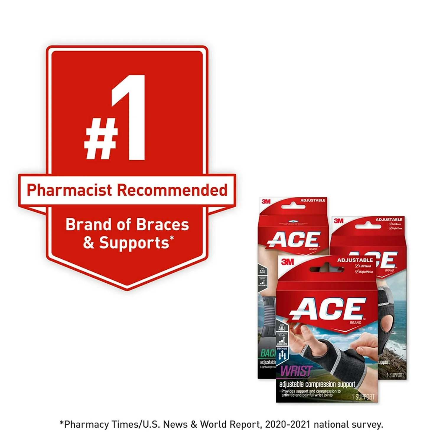 ACE Brand Compression Ankle Support, Large/X-Large, Black, 1/Pack
