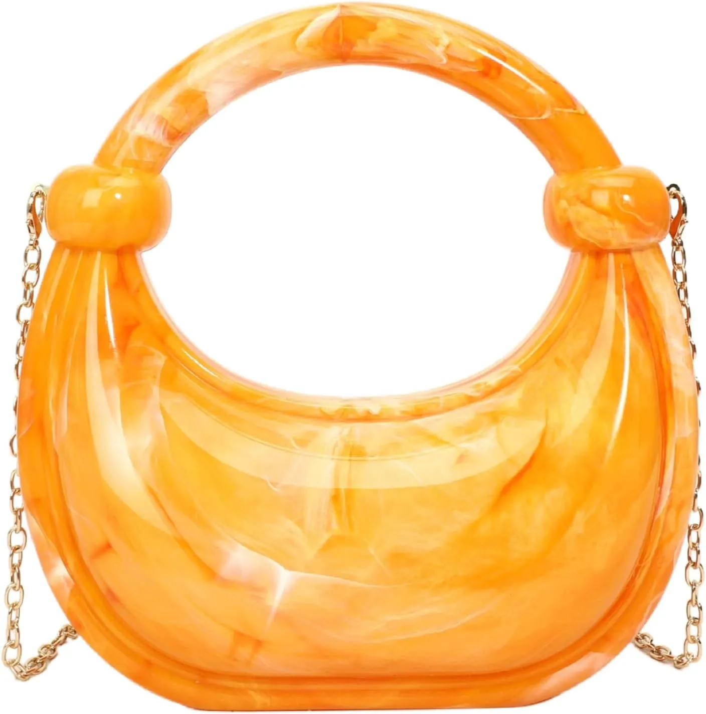 Acrylic Box Handbag Women good Evening Clutch Chain Shoulder Strap Marble Metallic Color