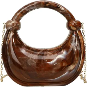 Acrylic Box Handbag Women good Evening Clutch Chain Shoulder Strap Marble Metallic Color