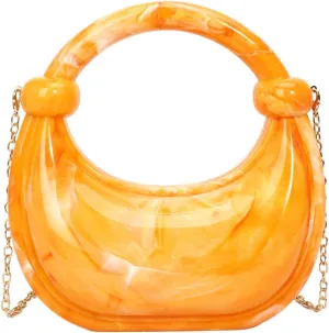 Acrylic Box Handbag Women good Evening Clutch Chain Shoulder Strap Marble Metallic Color