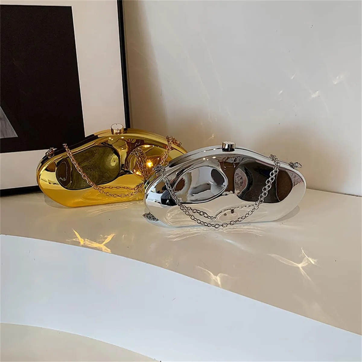 Acrylic Clutch for Women Evening HandBag Metallic Lipstick Bag for Wedding Party Prom Cocktail