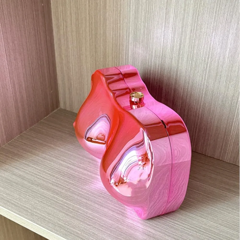 Acrylic Clutch Purse for Women Fashion Metallic Acrylic Evening Bag Unique Evening Handbag for Wedding Party Prom