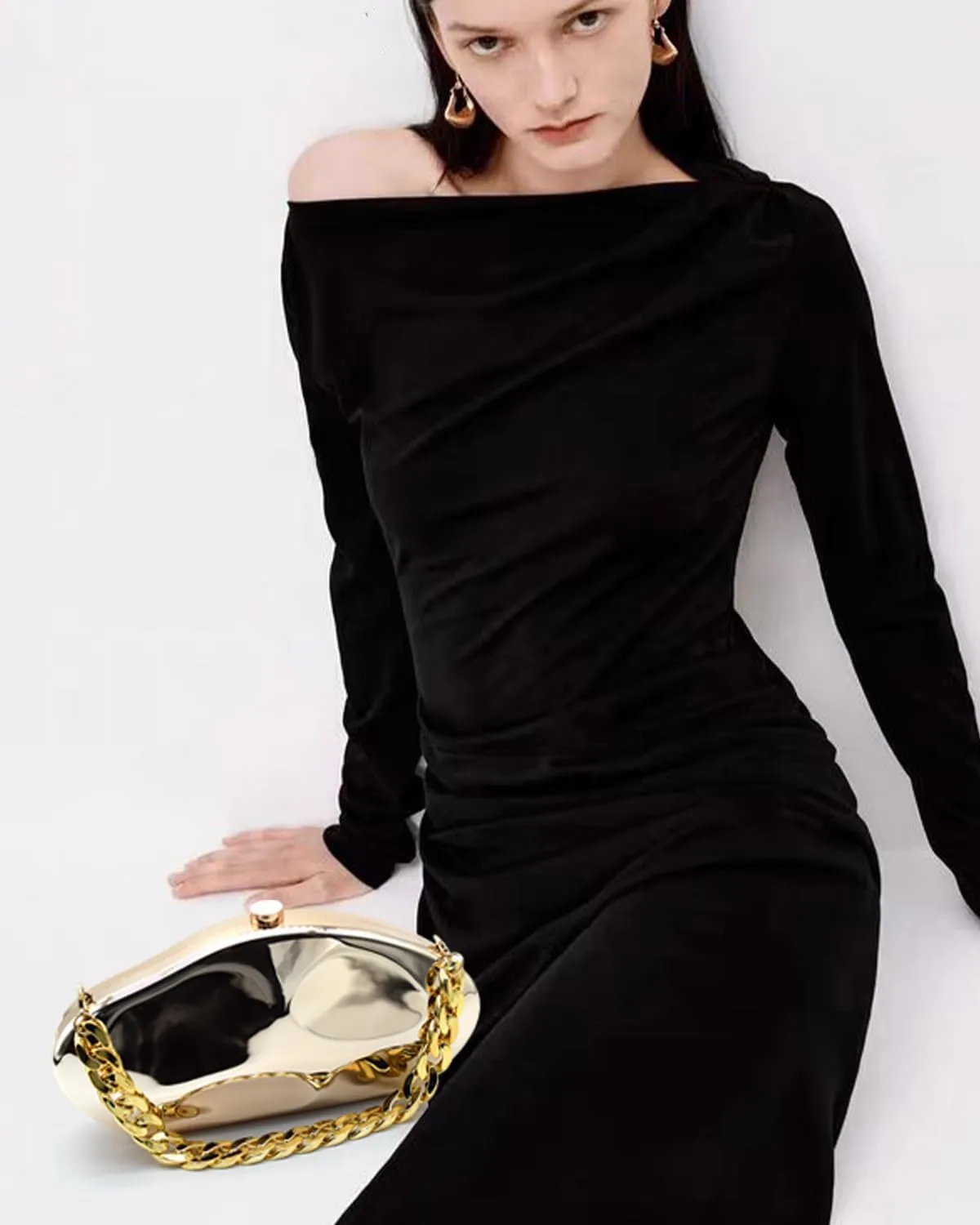 Acrylic Evening Clutch Purse for Women Formal, Metallic Purse Evening Handbags Metal Chain Shoulder Bag