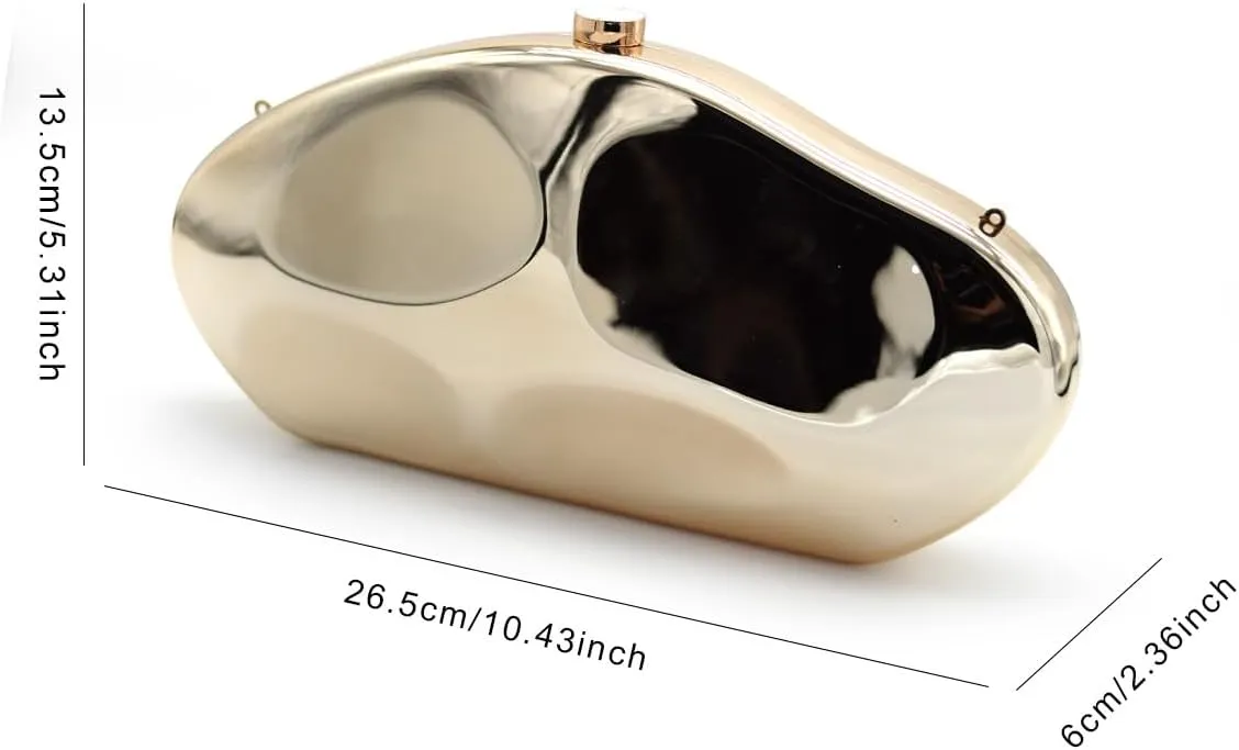 Acrylic Evening Clutch Purse for Women Formal, Metallic Purse Evening Handbags Metal Chain Shoulder Bag