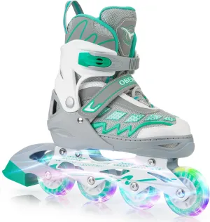 Adjustable Inline Skates for Girls and Boys, Fun Illuminating Inline Skates for Kids Ages 5-8 8-12, Roller Skates for Youth Beginners - Includes Free Skate Bag