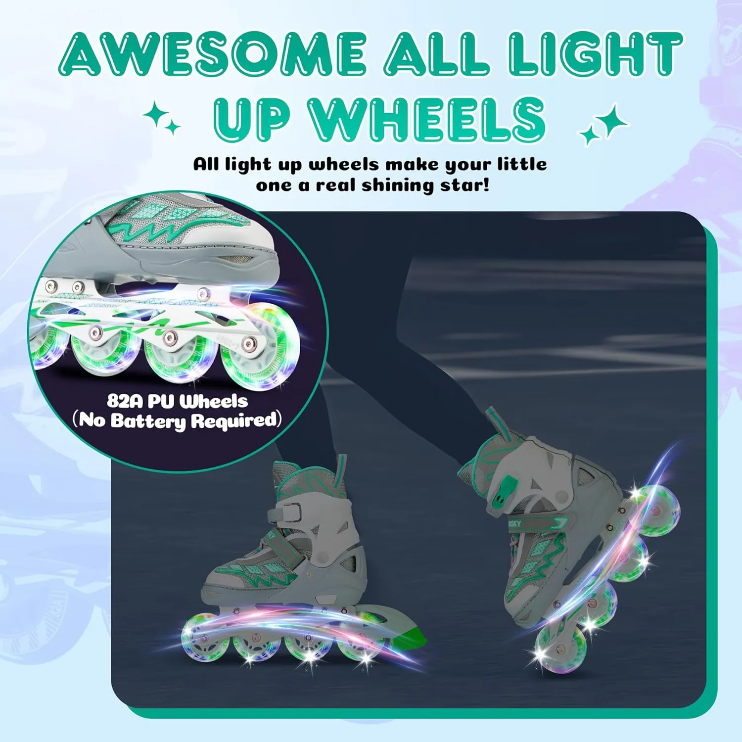 Adjustable Inline Skates for Girls and Boys, Fun Illuminating Inline Skates for Kids Ages 5-8 8-12, Roller Skates for Youth Beginners - Includes Free Skate Bag