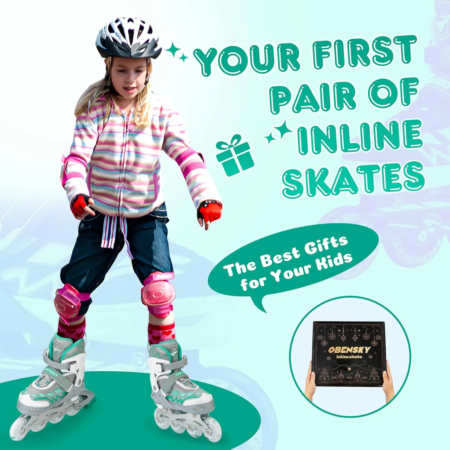 Adjustable Inline Skates for Girls and Boys, Fun Illuminating Inline Skates for Kids Ages 5-8 8-12, Roller Skates for Youth Beginners - Includes Free Skate Bag