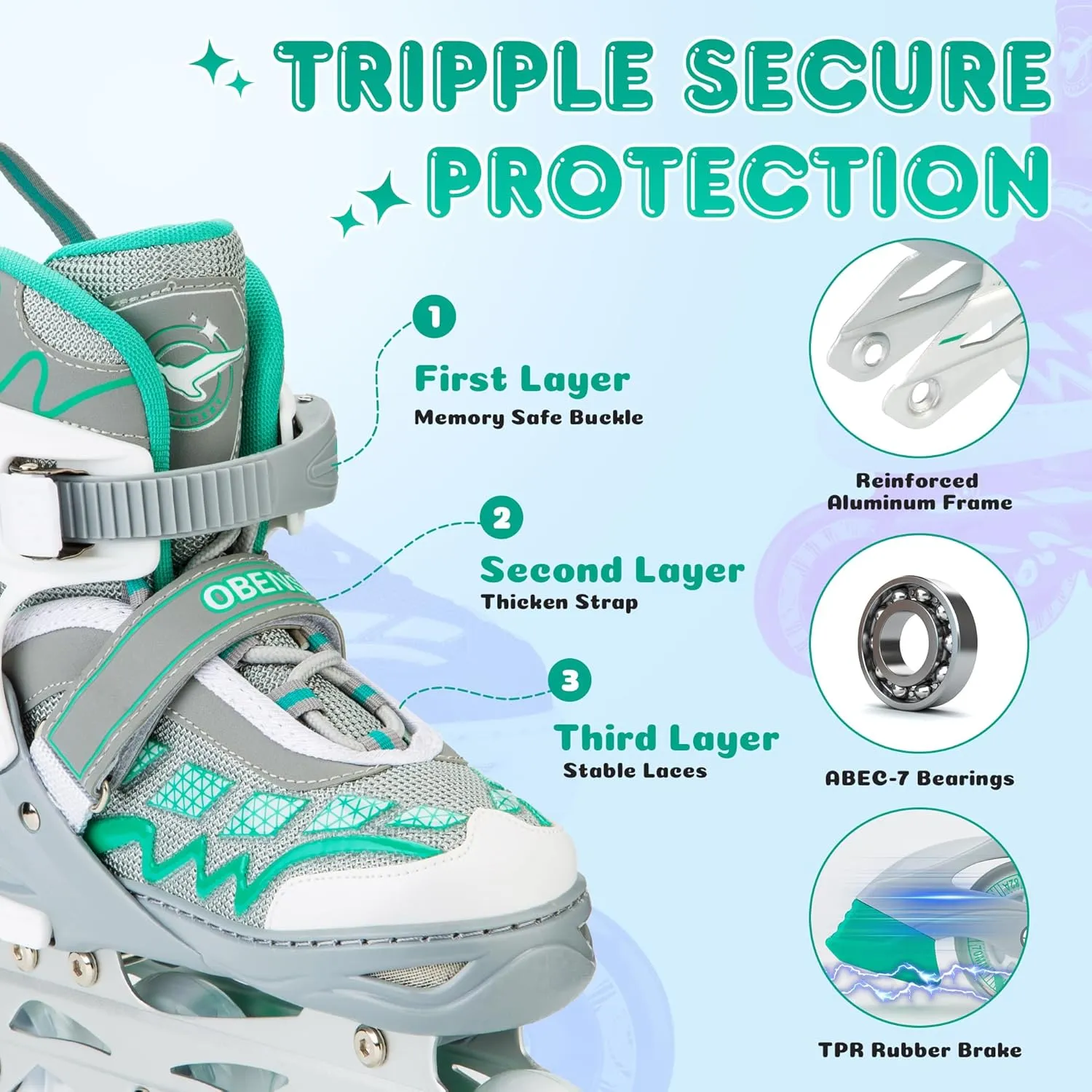 Adjustable Inline Skates for Girls and Boys, Fun Illuminating Inline Skates for Kids Ages 5-8 8-12, Roller Skates for Youth Beginners - Includes Free Skate Bag