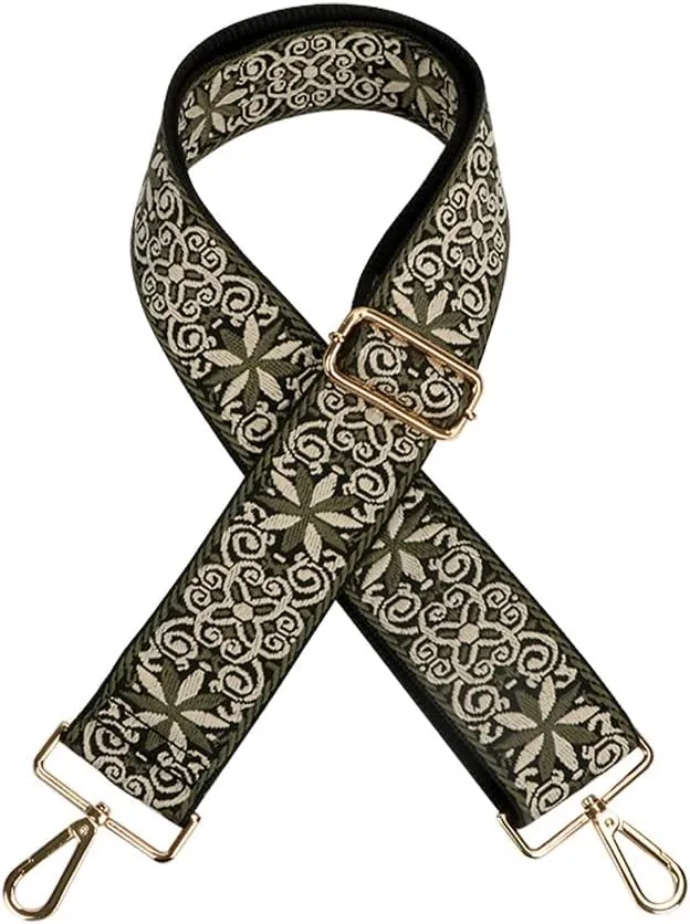 Adjustable Purse Strap Guitar Strap Shoulder Bag Sling Bag Purse Strap Replacement Crossbody Grilles Black Clasp Olive Green