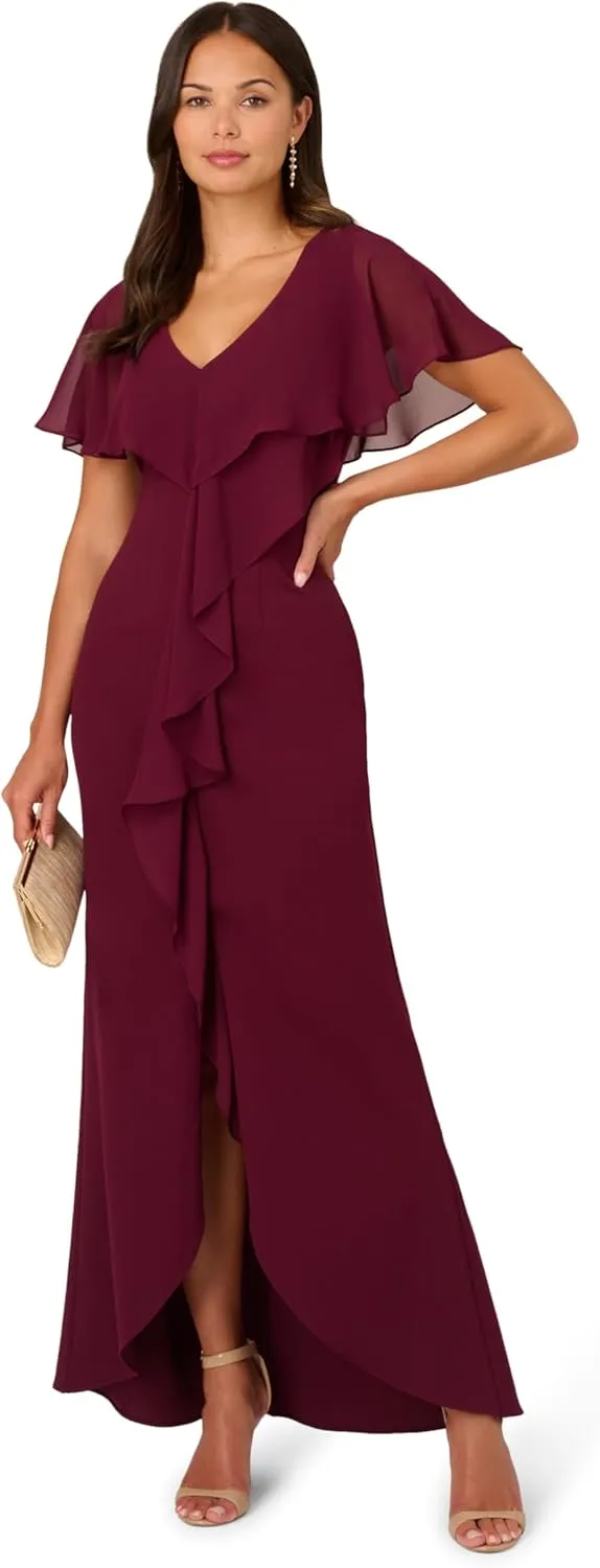 Adrianna Papell Women's Crepe and Chiffon Gown