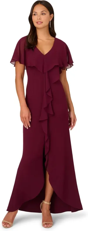 Adrianna Papell Women's Crepe and Chiffon Gown