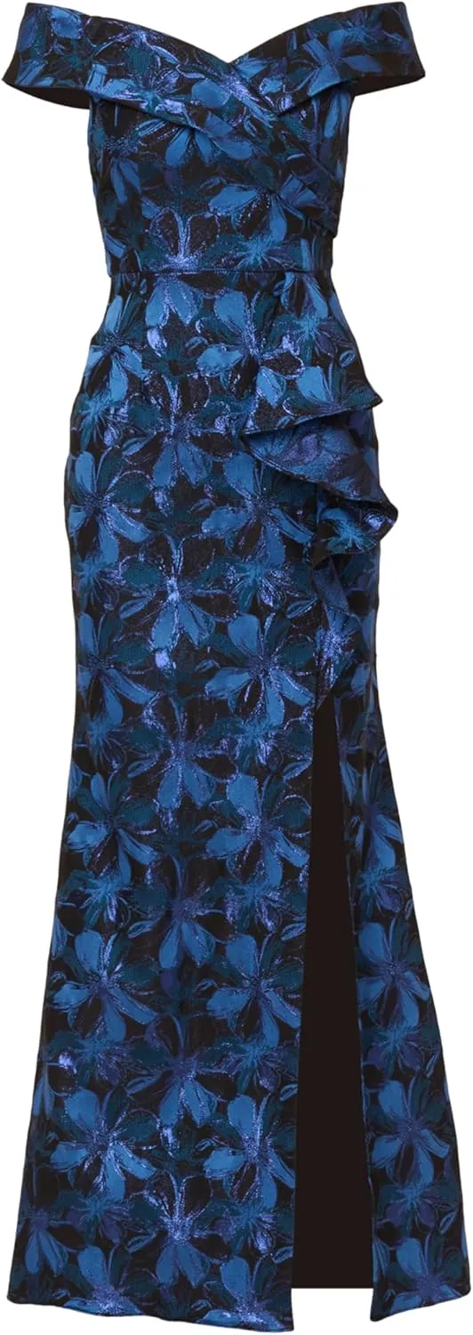 Adrianna Papell Women's Off Shoulder Jacquard Gown