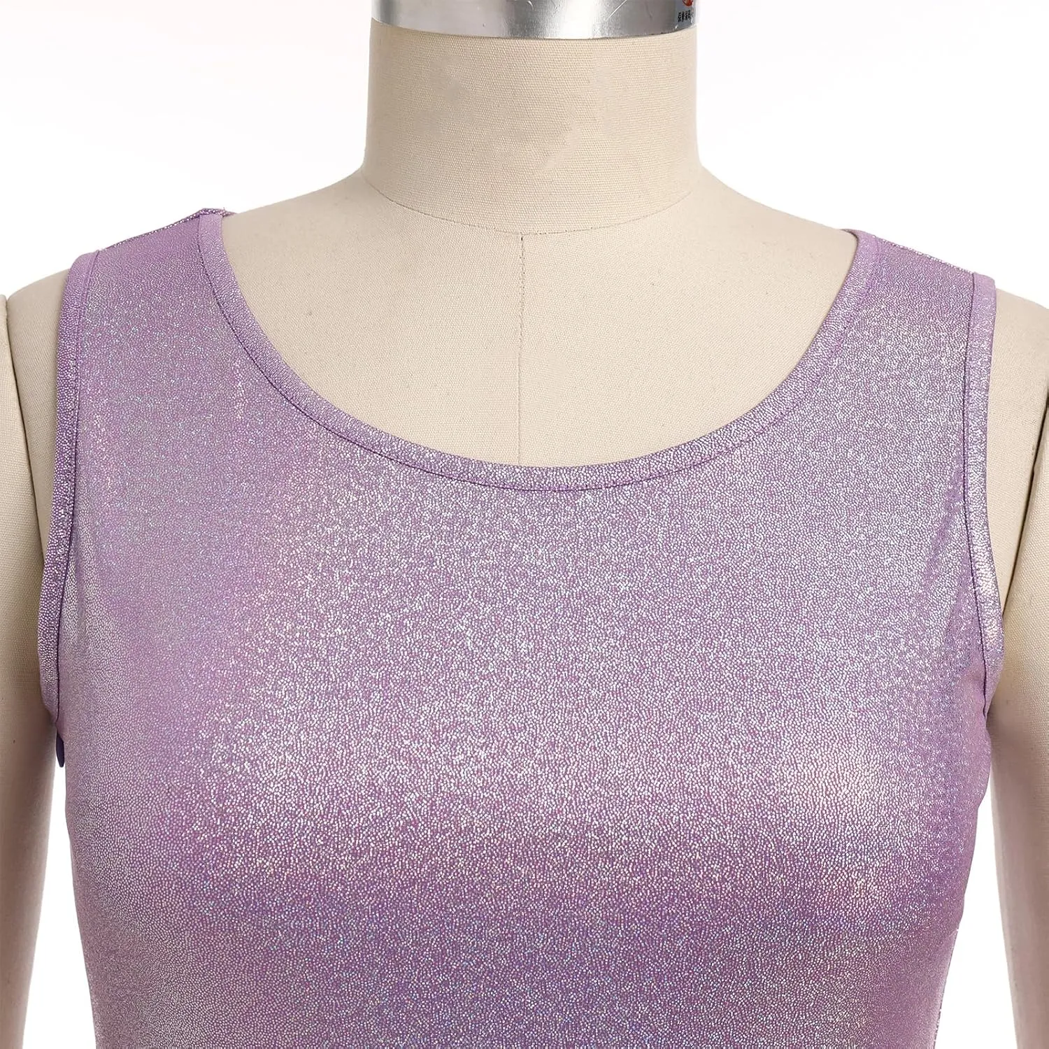 AFAVOM Women Metallic Sequin Praise Dance Dress Asymmetric Ruffle Overlay Dress Liturgical Lyrical Dancewear Worship Costume
