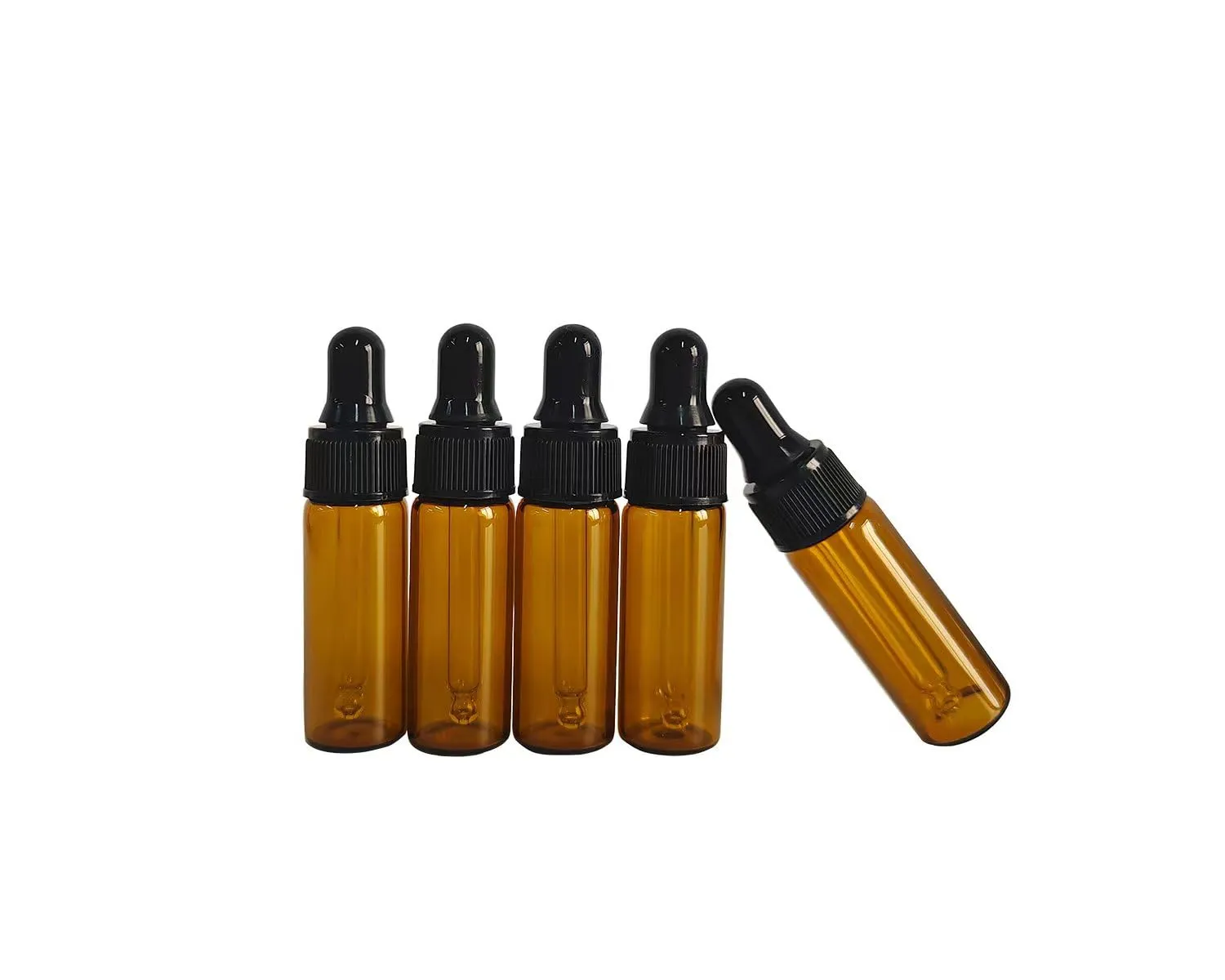 AGENIZ 50 Pcs 5ml Amber Mini Dropper Bottles Essential Oils Sample Dropper Bottles For Traveling Essential Oils Perfume Cosmetic Liquid